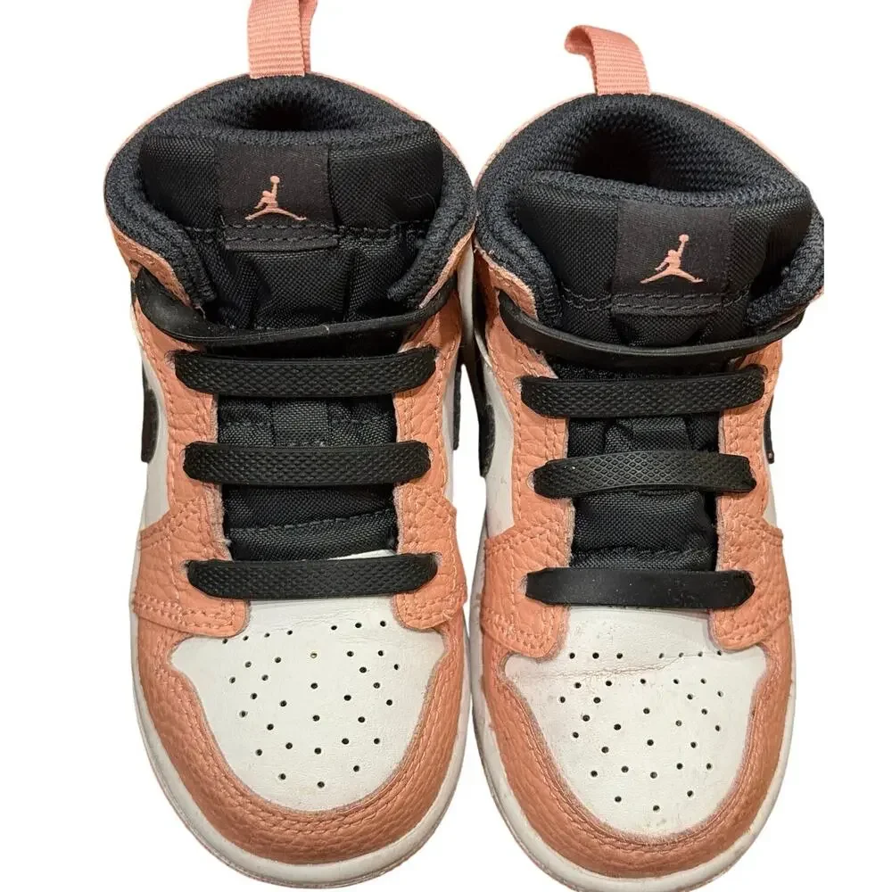 Nike Air Jordan 1 Mid GT Pink Quartz 7C Toddler Sneakers No Box Easy On Laces